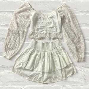 Hollister white lace top & skort set